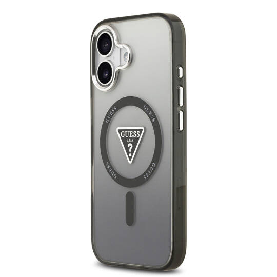 Apple iPhone 17 Kılıf Guess Orjinal Lisanslı M-safe Şarj Özellikli IML Baskılı Üçgen Logolu Metal Kamera Çerçeveli Kapak - 4