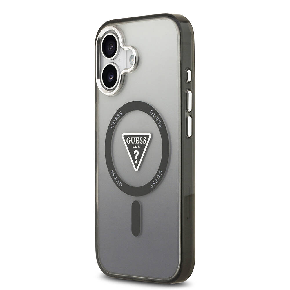 Apple iPhone 17 Kılıf Guess Orjinal Lisanslı M-safe Şarj Özellikli IML Baskılı Üçgen Logolu Metal Kamera Çerçeveli Kapak - 4