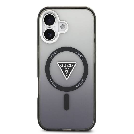 Apple iPhone 17 Kılıf Guess Orjinal Lisanslı M-safe Şarj Özellikli IML Baskılı Üçgen Logolu Metal Kamera Çerçeveli Kapak - 5