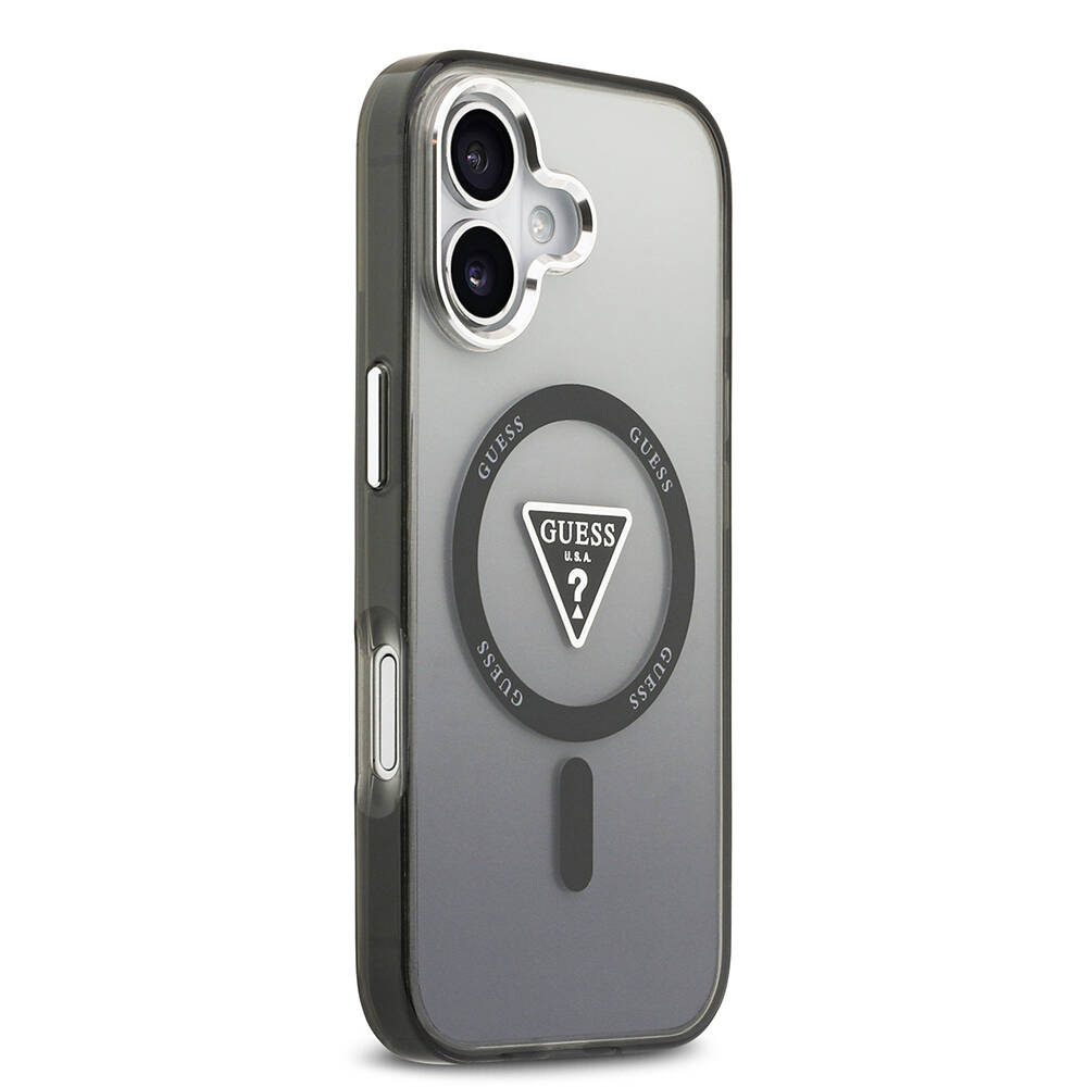 Apple iPhone 17 Kılıf Guess Orjinal Lisanslı M-safe Şarj Özellikli IML Baskılı Üçgen Logolu Metal Kamera Çerçeveli Kapak - 6