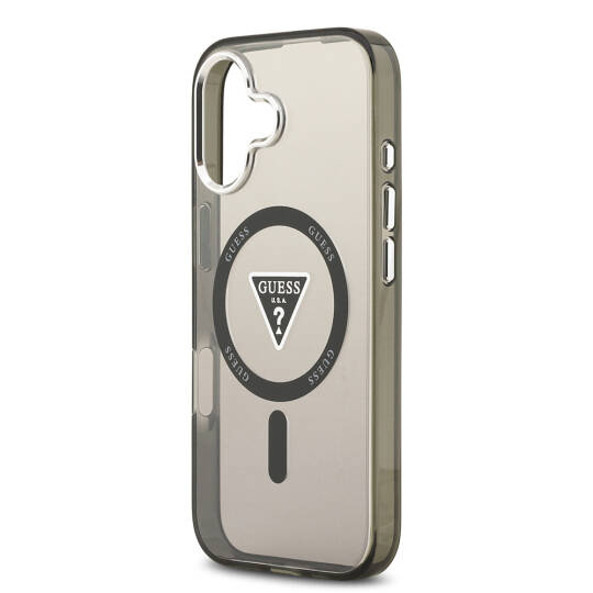 Apple iPhone 17 Kılıf Guess Orjinal Lisanslı M-safe Şarj Özellikli IML Baskılı Üçgen Logolu Metal Kamera Çerçeveli Kapak - 8