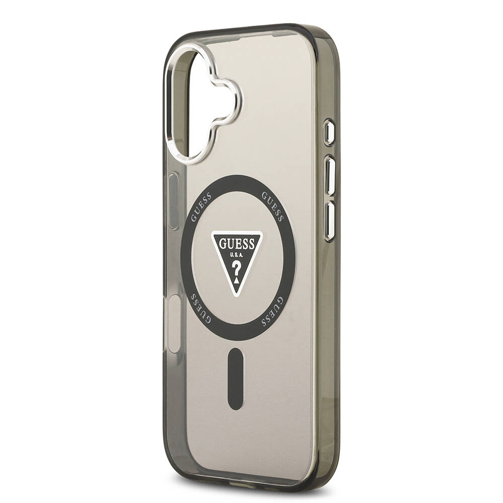 Apple iPhone 17 Kılıf Guess Orjinal Lisanslı M-safe Şarj Özellikli IML Baskılı Üçgen Logolu Metal Kamera Çerçeveli Kapak - 8