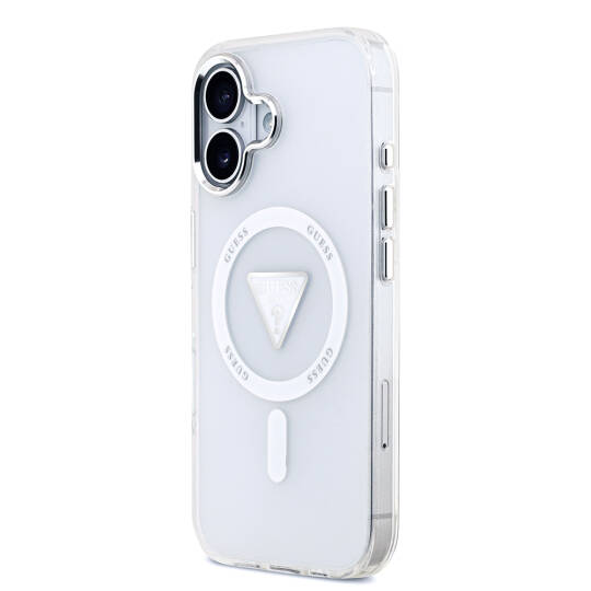 Apple iPhone 17 Kılıf Guess Orjinal Lisanslı M-safe Şarj Özellikli IML Baskılı Üçgen Logolu Metal Kamera Çerçeveli Kapak - 10