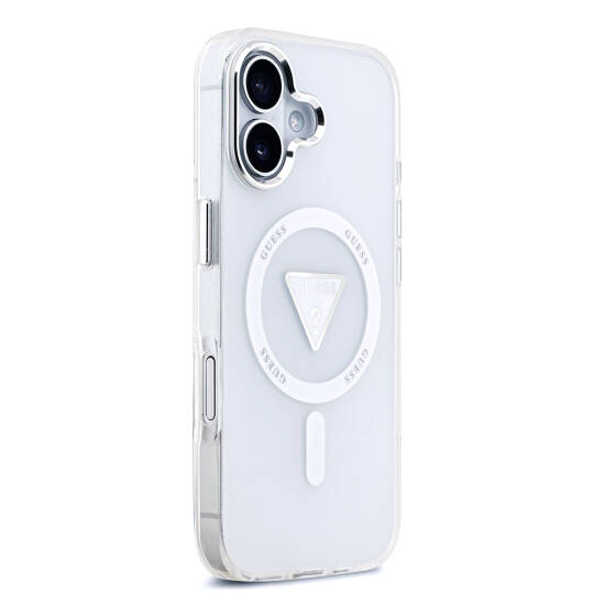 Apple iPhone 17 Kılıf Guess Orjinal Lisanslı M-safe Şarj Özellikli IML Baskılı Üçgen Logolu Metal Kamera Çerçeveli Kapak - 12