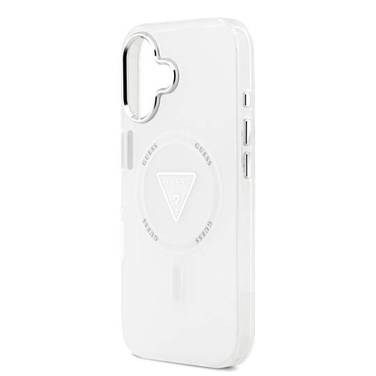 Apple iPhone 17 Kılıf Guess Orjinal Lisanslı M-safe Şarj Özellikli IML Baskılı Üçgen Logolu Metal Kamera Çerçeveli Kapak - 14