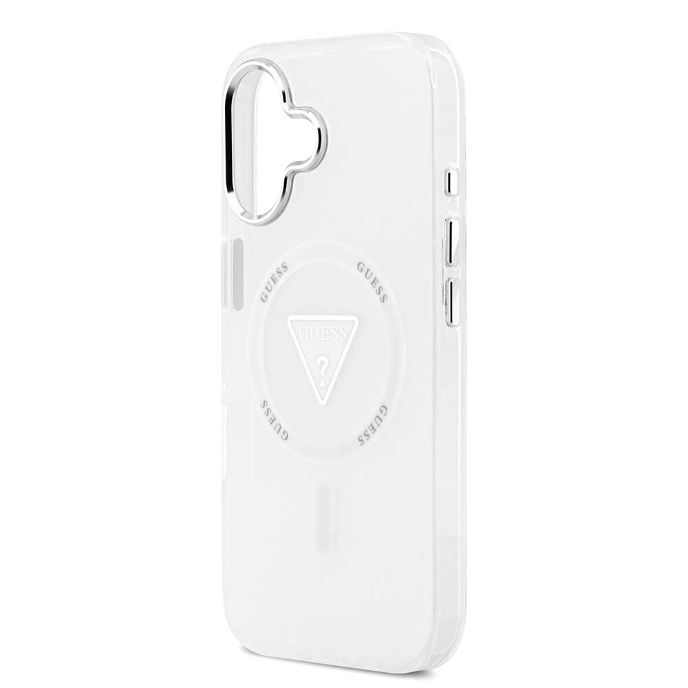 Apple iPhone 17 Kılıf Guess Orjinal Lisanslı M-safe Şarj Özellikli IML Baskılı Üçgen Logolu Metal Kamera Çerçeveli Kapak - 14
