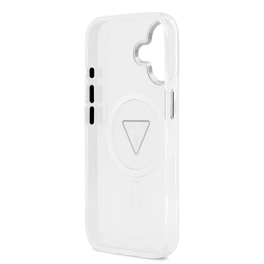 Apple iPhone 17 Kılıf Guess Orjinal Lisanslı M-safe Şarj Özellikli IML Baskılı Üçgen Logolu Metal Kamera Çerçeveli Kapak - 15