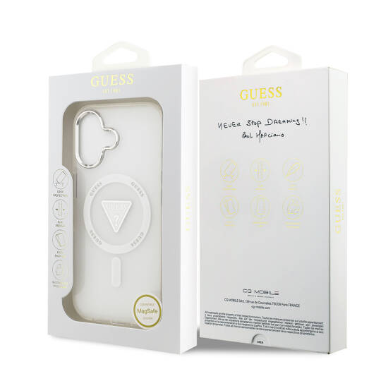 Apple iPhone 17 Kılıf Guess Orjinal Lisanslı M-safe Şarj Özellikli IML Baskılı Üçgen Logolu Metal Kamera Çerçeveli Kapak - 17