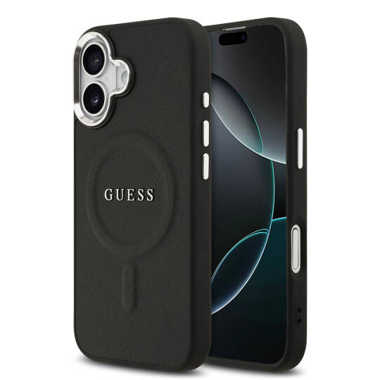 Apple iPhone 17 Kılıf Guess Orjinal Lisanslı M-safe Şarj Özellikli Klasik Yazı Logolu PU Deri Kapak - 3