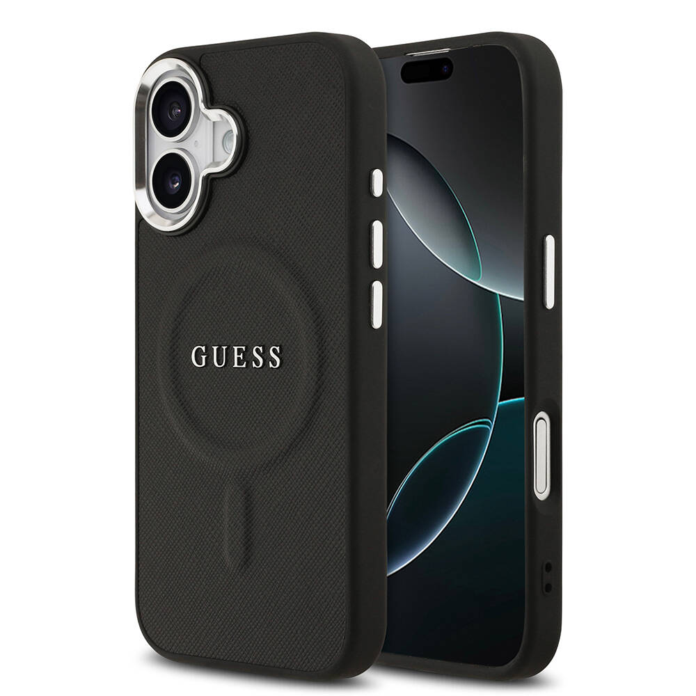 Apple iPhone 17 Kılıf Guess Orjinal Lisanslı M-safe Şarj Özellikli Klasik Yazı Logolu PU Deri Kapak - 3
