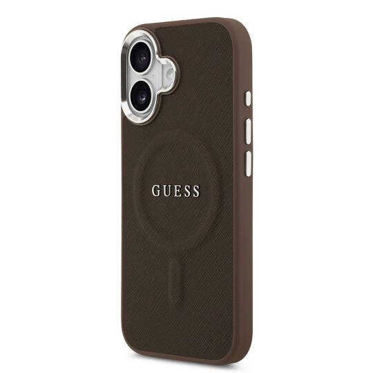 Apple iPhone 17 Kılıf Guess Orjinal Lisanslı M-safe Şarj Özellikli Klasik Yazı Logolu PU Deri Kapak - 10