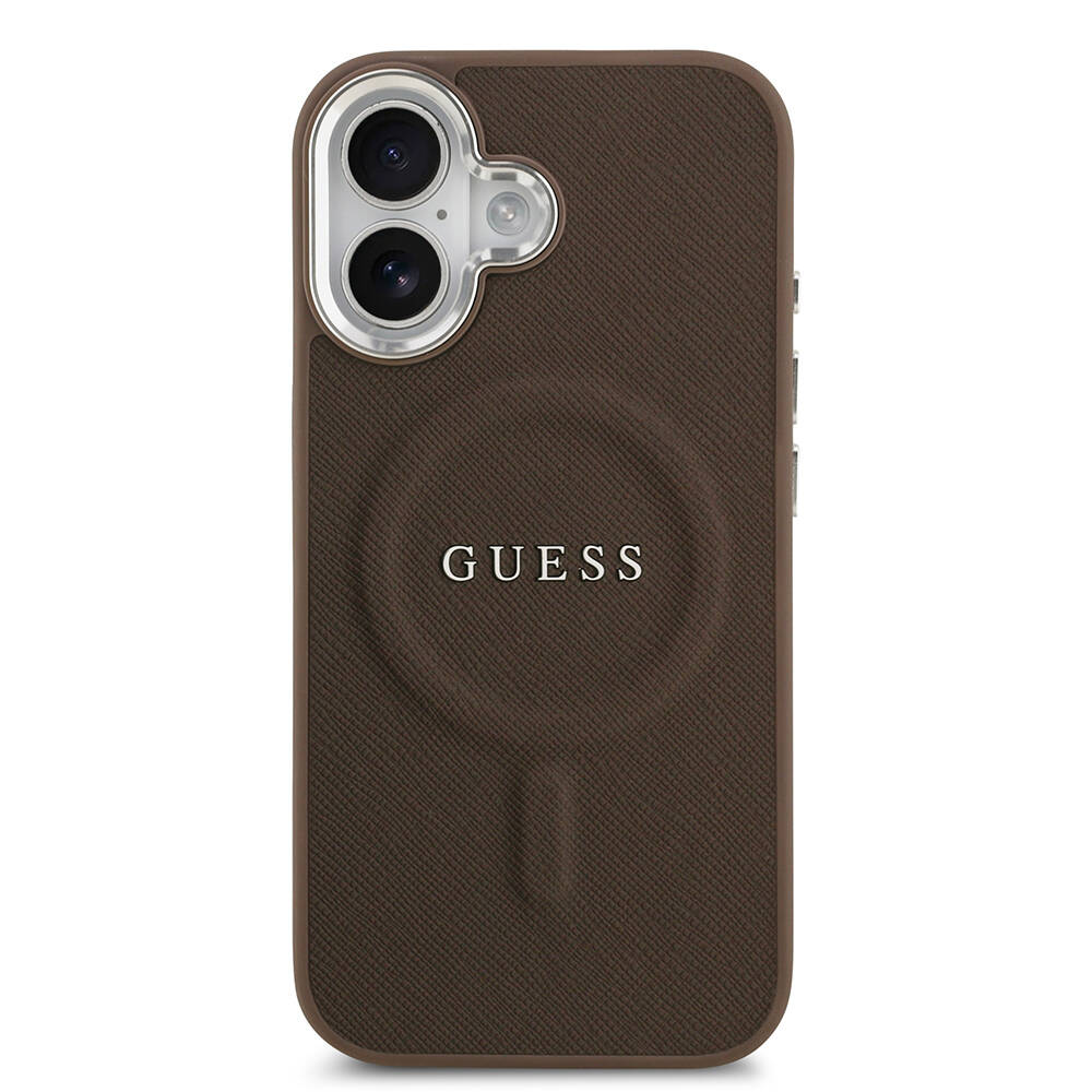 Apple iPhone 17 Kılıf Guess Orjinal Lisanslı M-safe Şarj Özellikli Klasik Yazı Logolu PU Deri Kapak - 11