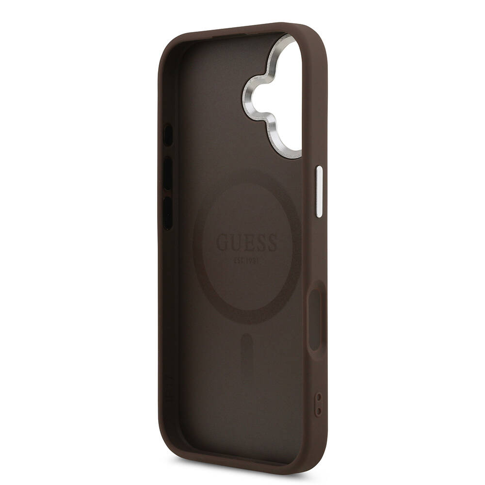 Apple iPhone 17 Kılıf Guess Orjinal Lisanslı M-safe Şarj Özellikli Klasik Yazı Logolu PU Deri Kapak - 15