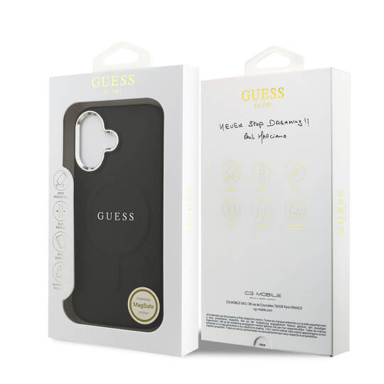 Apple iPhone 17 Kılıf Guess Orjinal Lisanslı M-safe Şarj Özellikli Klasik Yazı Logolu PU Deri Kapak - 16