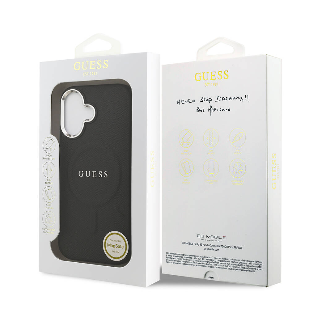 Apple iPhone 17 Kılıf Guess Orjinal Lisanslı M-safe Şarj Özellikli Klasik Yazı Logolu PU Deri Kapak - 16