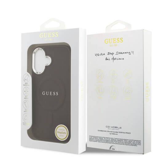 Apple iPhone 17 Kılıf Guess Orjinal Lisanslı M-safe Şarj Özellikli Klasik Yazı Logolu PU Deri Kapak - 17