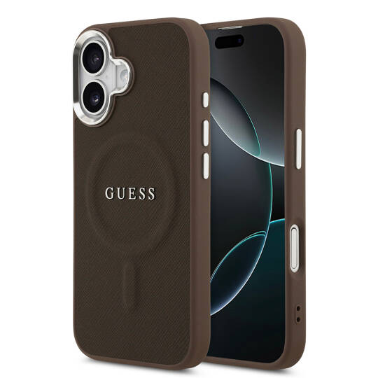 Apple iPhone 17 Kılıf Guess Orjinal Lisanslı M-safe Şarj Özellikli Klasik Yazı Logolu PU Deri Kapak - 2