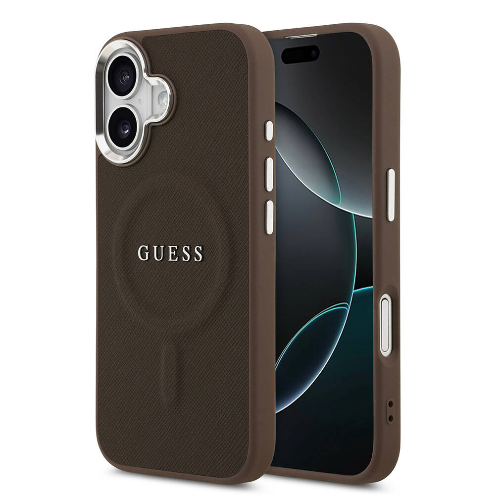 Apple iPhone 17 Kılıf Guess Orjinal Lisanslı M-safe Şarj Özellikli Klasik Yazı Logolu PU Deri Kapak - 2