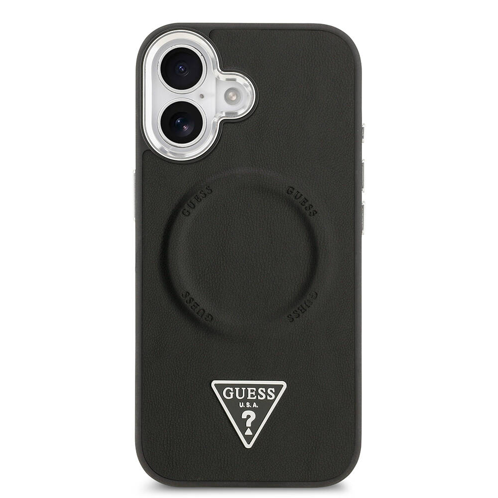 Apple iPhone 17 Kılıf Guess Orjinal Lisanslı M-safe Şarj Özellikli PU Deri Metal Kamera Çerçeveli Üçgen Logolu Kapak - 7