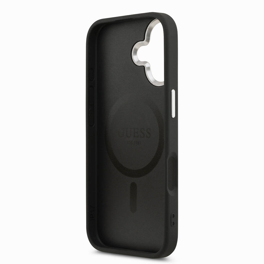 Apple iPhone 17 Kılıf Guess Orjinal Lisanslı M-safe Şarj Özellikli PU Deri Metal Kamera Çerçeveli Üçgen Logolu Kapak - 8