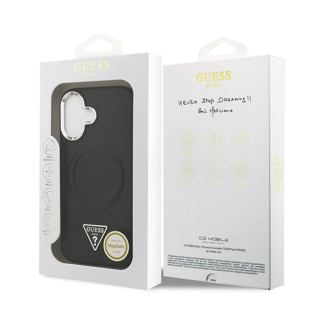 Apple iPhone 17 Kılıf Guess Orjinal Lisanslı M-safe Şarj Özellikli PU Deri Metal Kamera Çerçeveli Üçgen Logolu Kapak - 10