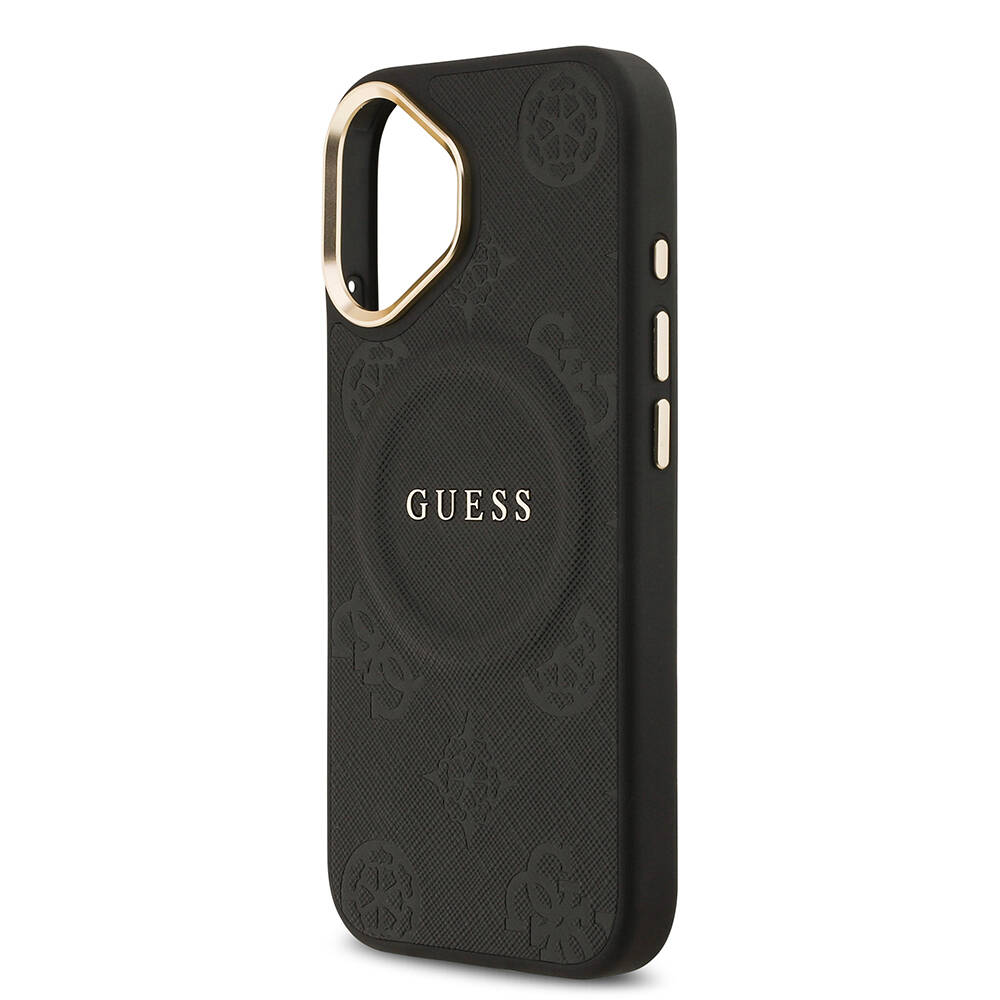 Apple iPhone 17 Kılıf Guess Orjinal Lisanslı M-safe Şarj Özellikli Sıcak Baskılı Yazı Logolu PU Deri Peony Kapak - 10