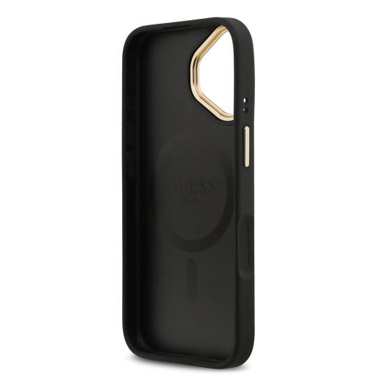 Apple iPhone 17 Kılıf Guess Orjinal Lisanslı M-safe Şarj Özellikli Sıcak Baskılı Yazı Logolu PU Deri Peony Kapak - 11