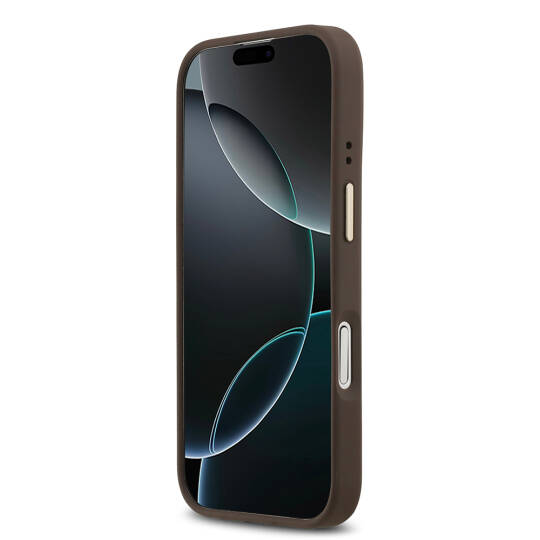 Apple iPhone 17 Kılıf Guess Orjinal Lisanslı M-safe Şarj Özellikli Sıcak Baskılı Yazı Logolu PU Deri Peony Kapak - 16