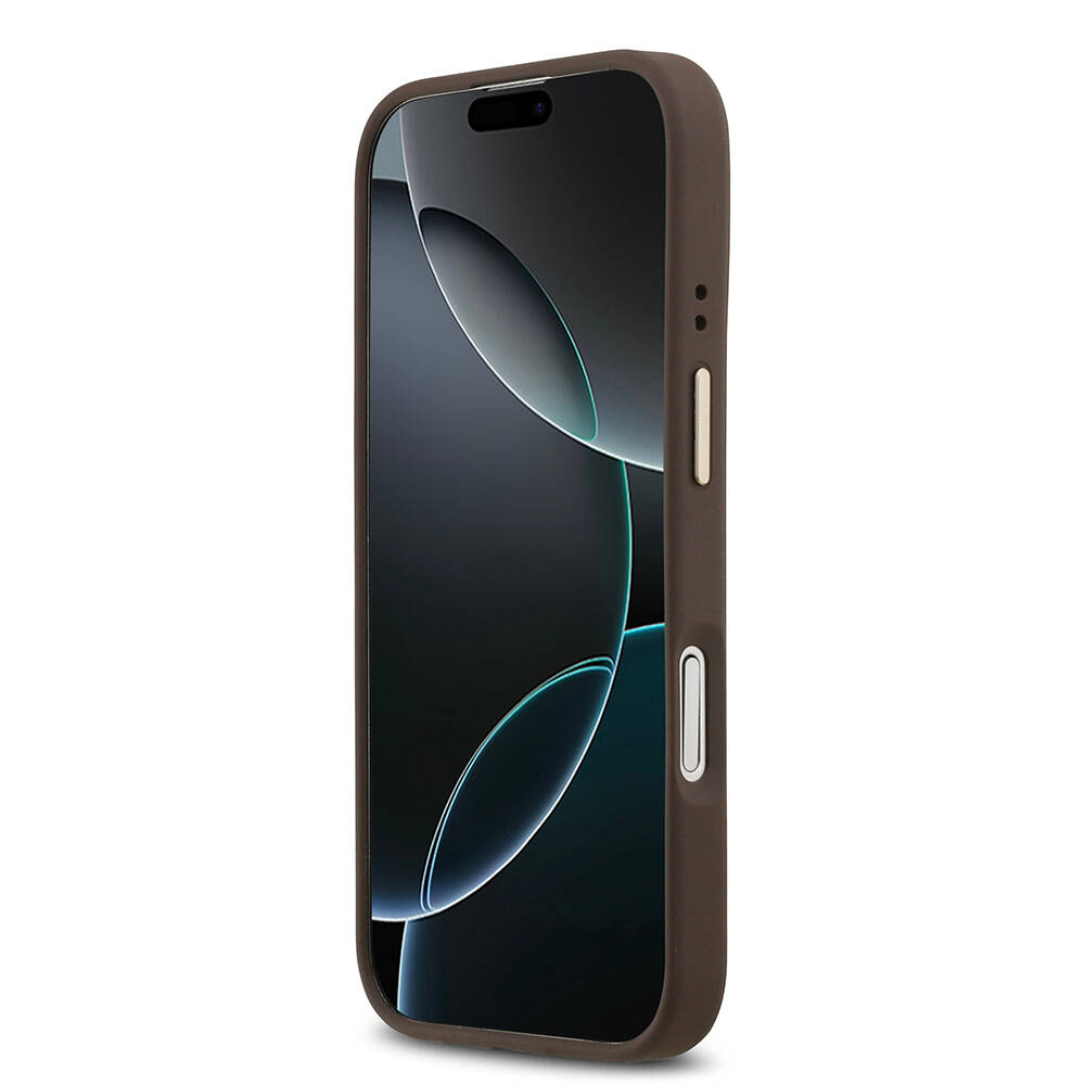 Apple iPhone 17 Kılıf Guess Orjinal Lisanslı M-safe Şarj Özellikli Sıcak Baskılı Yazı Logolu PU Deri Peony Kapak - 16