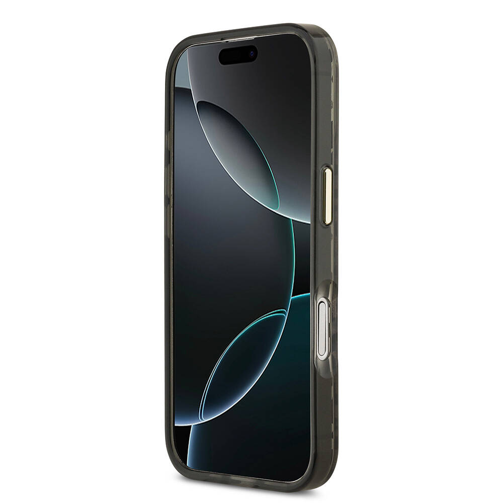 Apple iPhone 17 Kılıf Guess Orjinal Lisanslı M-safe Şarj Özellikli Üçgen Logolu Simli Leopar Desenli Kapak - 7