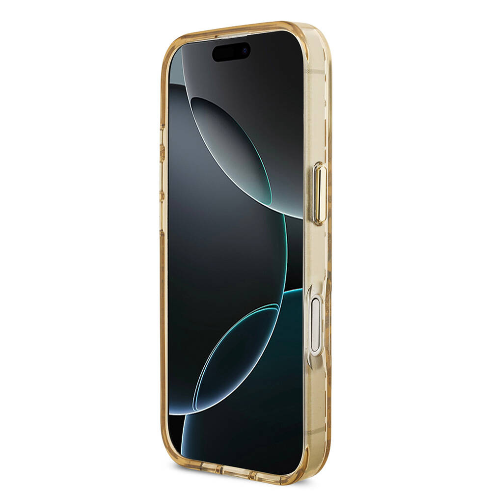 Apple iPhone 17 Kılıf Guess Orjinal Lisanslı M-safe Şarj Özellikli Üçgen Logolu Simli Leopar Desenli Kapak - 14