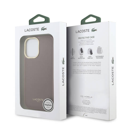 Apple iPhone 17 Kılıf Lacoste Orjinal Lisanslı M-safe Şarj Özellikli Champs Elysees PU Deri Tasarımlı Kapak - 23
