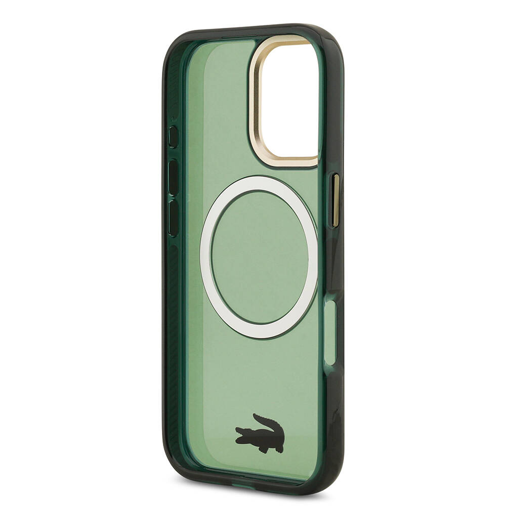 Apple iPhone 17 Kılıf Lacoste Orjinal Lisanslı M-safe Şarj Özellikli Gold Timsah Logolu Buzlu Kapak - 10