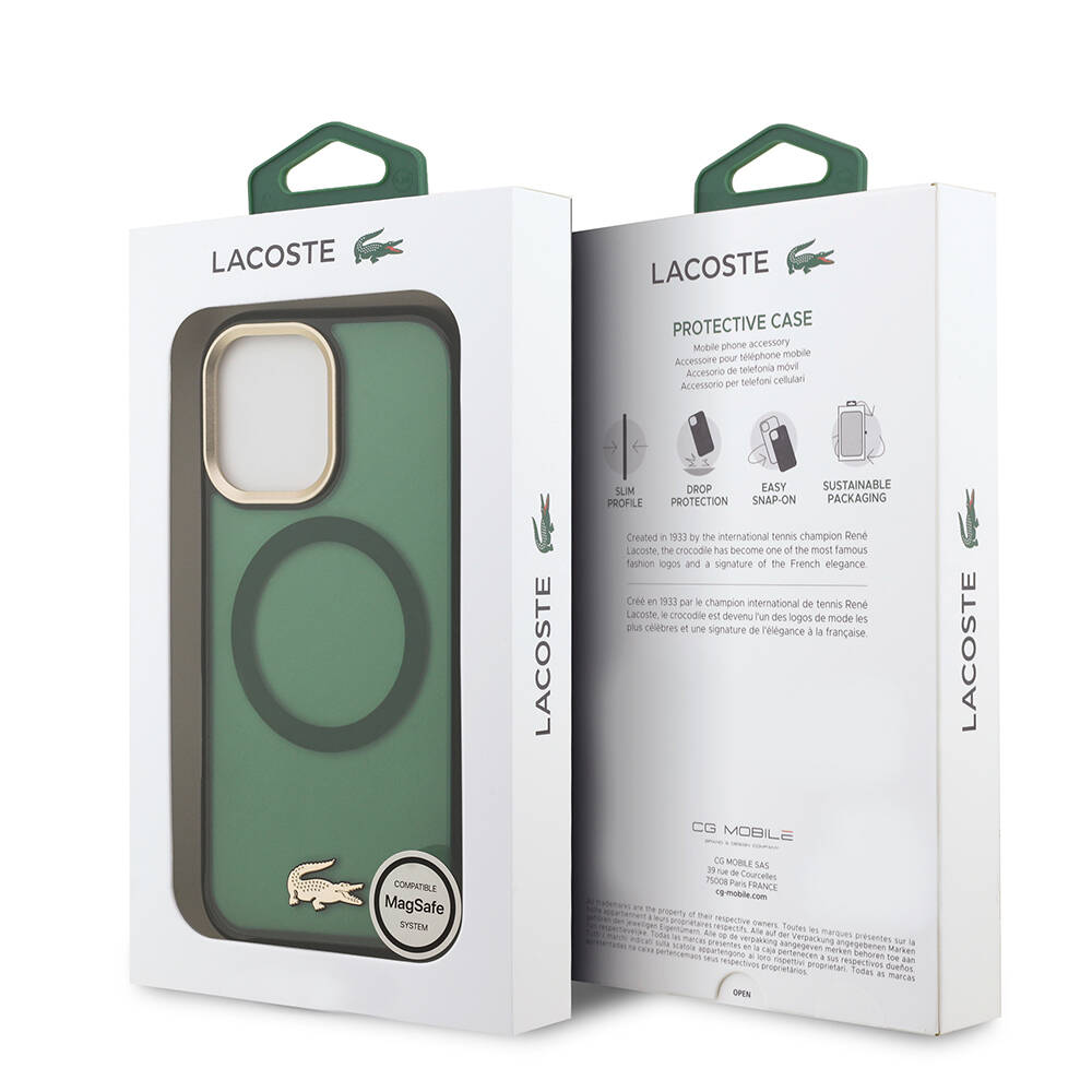 Apple iPhone 17 Kılıf Lacoste Orjinal Lisanslı M-safe Şarj Özellikli Gold Timsah Logolu Buzlu Kapak - 11