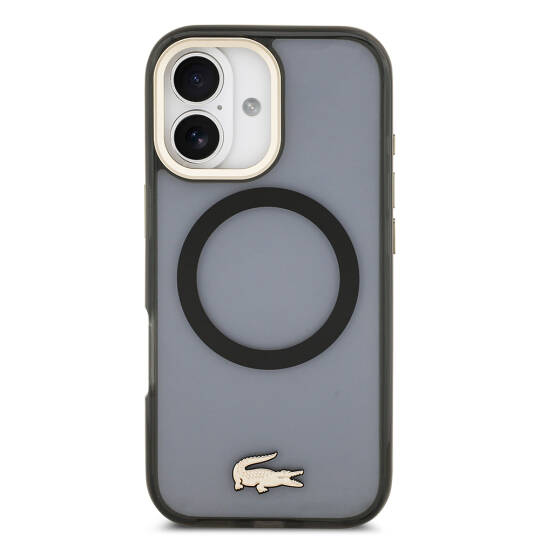 Apple iPhone 17 Kılıf Lacoste Orjinal Lisanslı M-safe Şarj Özellikli Gold Timsah Logolu Buzlu Kapak - 13
