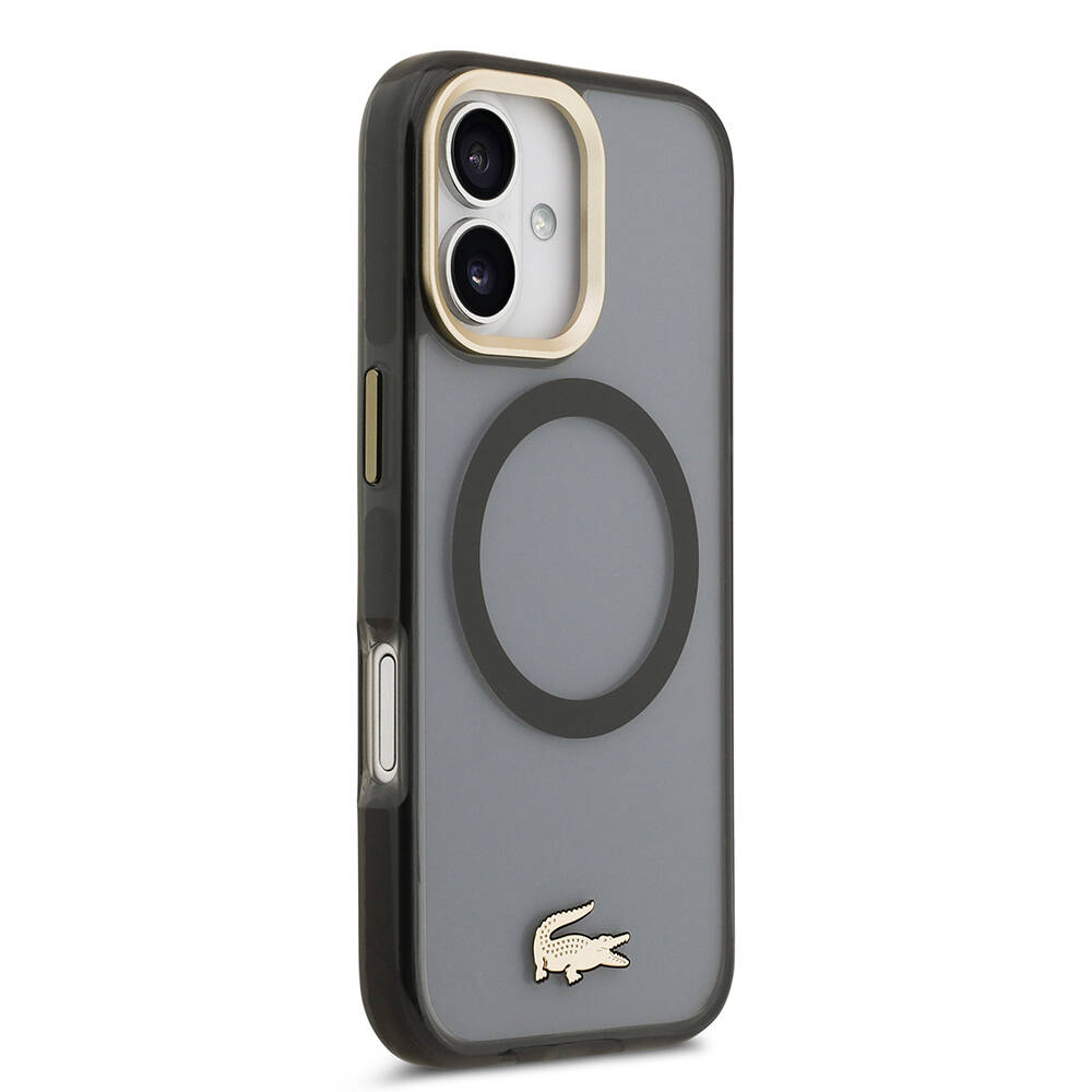 Apple iPhone 17 Kılıf Lacoste Orjinal Lisanslı M-safe Şarj Özellikli Gold Timsah Logolu Buzlu Kapak - 14