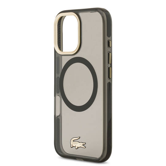 Apple iPhone 17 Kılıf Lacoste Orjinal Lisanslı M-safe Şarj Özellikli Gold Timsah Logolu Buzlu Kapak - 16