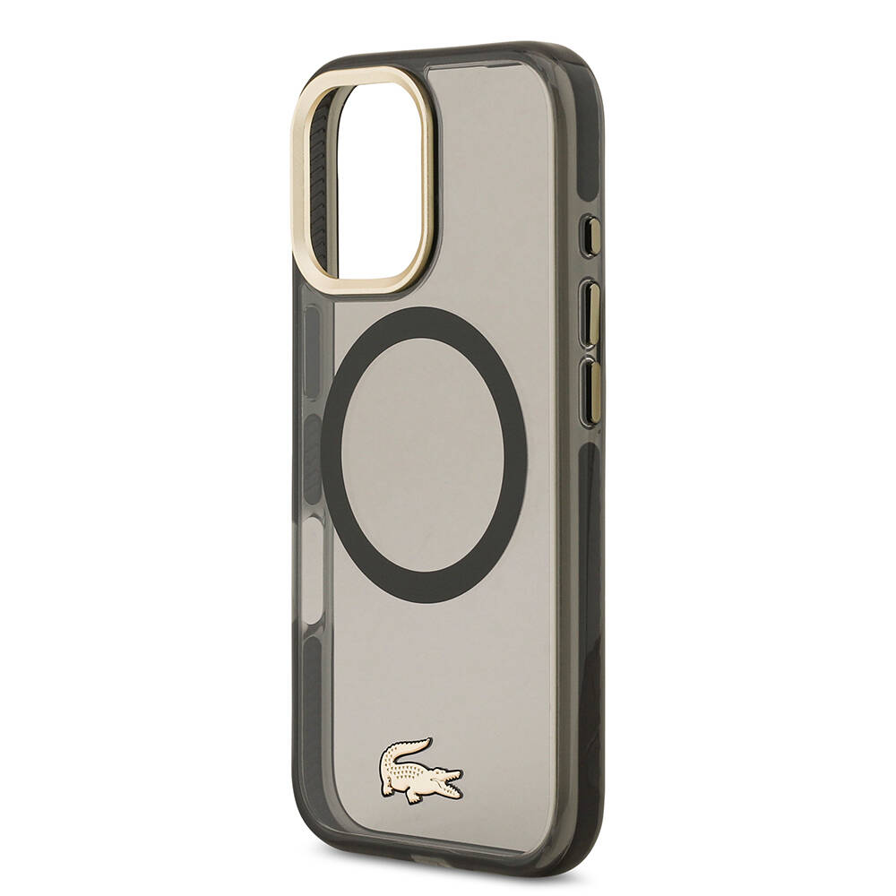 Apple iPhone 17 Kılıf Lacoste Orjinal Lisanslı M-safe Şarj Özellikli Gold Timsah Logolu Buzlu Kapak - 16