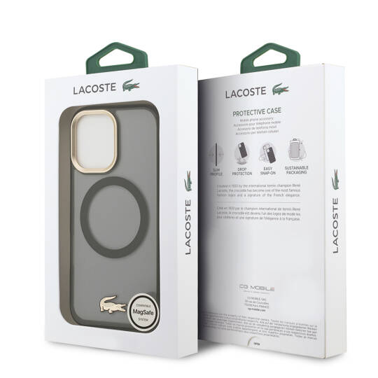 Apple iPhone 17 Kılıf Lacoste Orjinal Lisanslı M-safe Şarj Özellikli Gold Timsah Logolu Buzlu Kapak - 18
