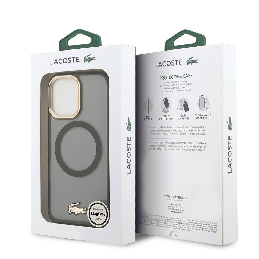 Apple iPhone 17 Kılıf Lacoste Orjinal Lisanslı M-safe Şarj Özellikli Gold Timsah Logolu Buzlu Kapak - 18