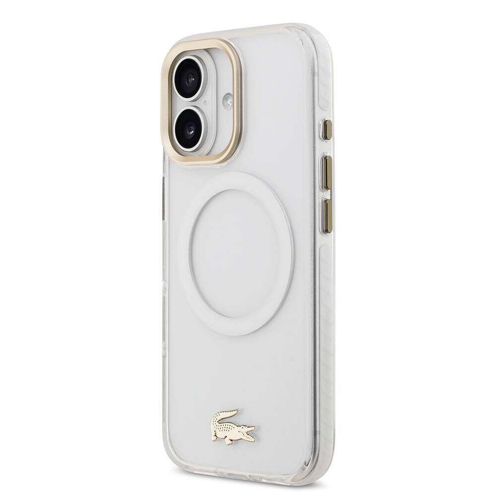 Apple iPhone 17 Kılıf Lacoste Orjinal Lisanslı M-safe Şarj Özellikli Gold Timsah Logolu Buzlu Kapak - 19