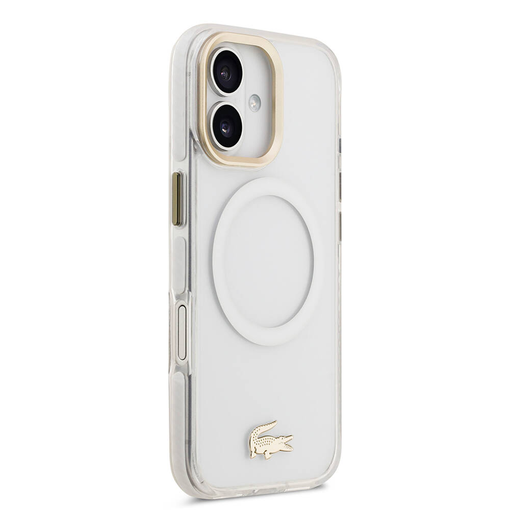 Apple iPhone 17 Kılıf Lacoste Orjinal Lisanslı M-safe Şarj Özellikli Gold Timsah Logolu Buzlu Kapak - 21