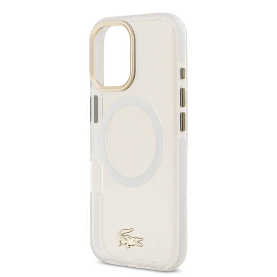 Apple iPhone 17 Kılıf Lacoste Orjinal Lisanslı M-safe Şarj Özellikli Gold Timsah Logolu Buzlu Kapak - 23