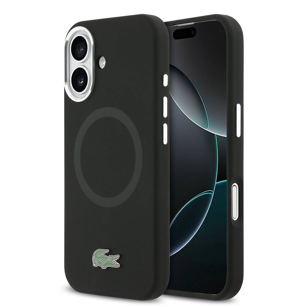 Apple iPhone 17 Kılıf Lacoste Orjinal Lisanslı M-safe Şarj Özellikli İkonik Logolu Metal Kamera Çerçeveli Silikon Kapak - 2