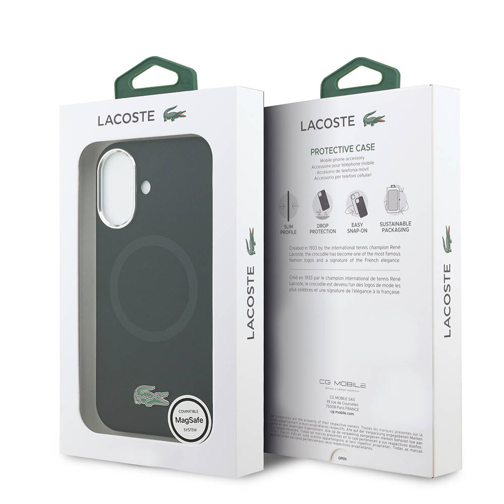 Apple iPhone 17 Kılıf Lacoste Orjinal Lisanslı M-safe Şarj Özellikli İkonik Logolu Metal Kamera Çerçeveli Silikon Kapak - 9