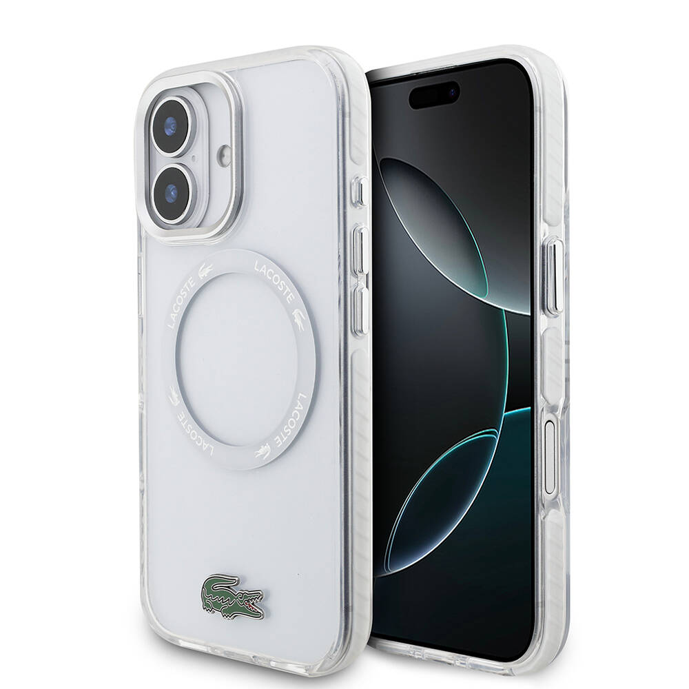 Apple iPhone 17 Kılıf Lacoste Orjinal Lisanslı M-safe Şarj Özellikli İkonik Timsah Logolu Buzlu Kapak - 4