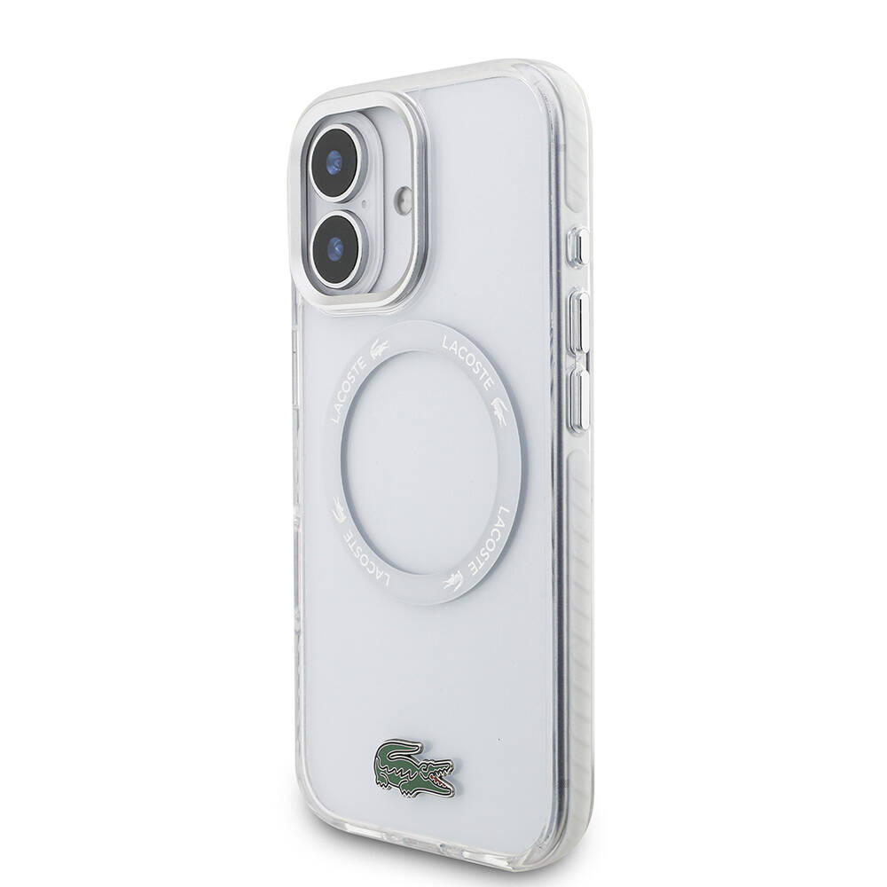 Apple iPhone 17 Kılıf Lacoste Orjinal Lisanslı M-safe Şarj Özellikli İkonik Timsah Logolu Buzlu Kapak - 5