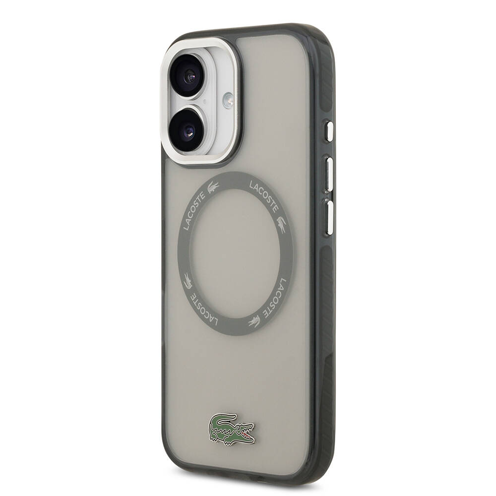 Apple iPhone 17 Kılıf Lacoste Orjinal Lisanslı M-safe Şarj Özellikli İkonik Timsah Logolu Buzlu Kapak - 17