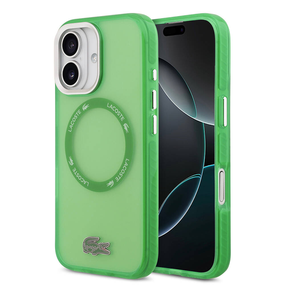 Apple iPhone 17 Kılıf Lacoste Orjinal Lisanslı M-safe Şarj Özellikli İkonik Timsah Logolu Buzlu Kapak - 3