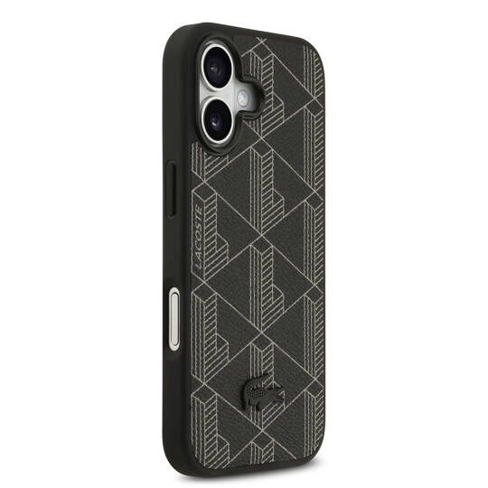 Apple iPhone 17 Kılıf Lacoste Orjinal Lisanslı M-safe Şarj Özellikli PU Deri Tasarımlı Kartlıklı Karışık Monogram Desenli Kapak - 3
